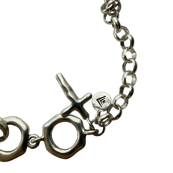 Silpada 925 Sterling Silver In Good Faith Hammered Link Cross Bracelet religious - Picture 2 of 4